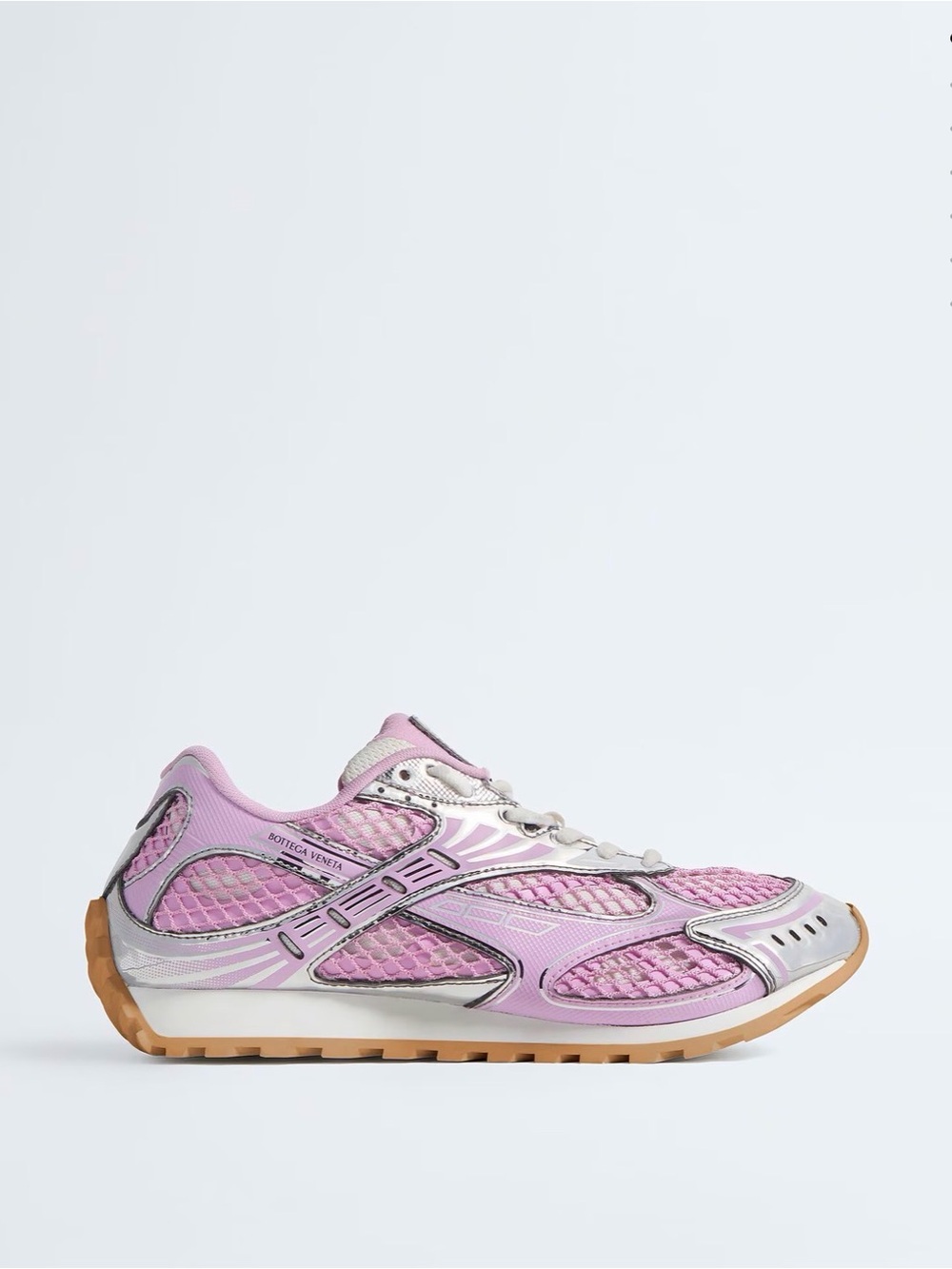 NWT Bottega Veneta Pink and Silver Mesh Runner Sneaker “Orbit”
